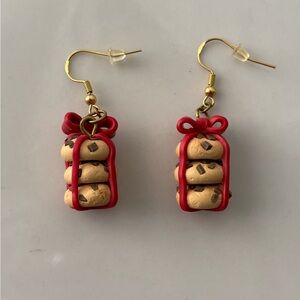 3D Cookie Earrings with Red Bow